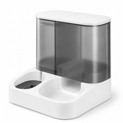 Black automatic pet feeder bowl for cats, stylish feeding station by Pawnesta with modern design and convenient feeding features.