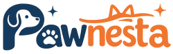 Logo of 'Pawnesta' with a blue paw and orange text on a white background.
