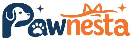 Logo of 'Pawnesta' with a blue paw and orange text on a white background.