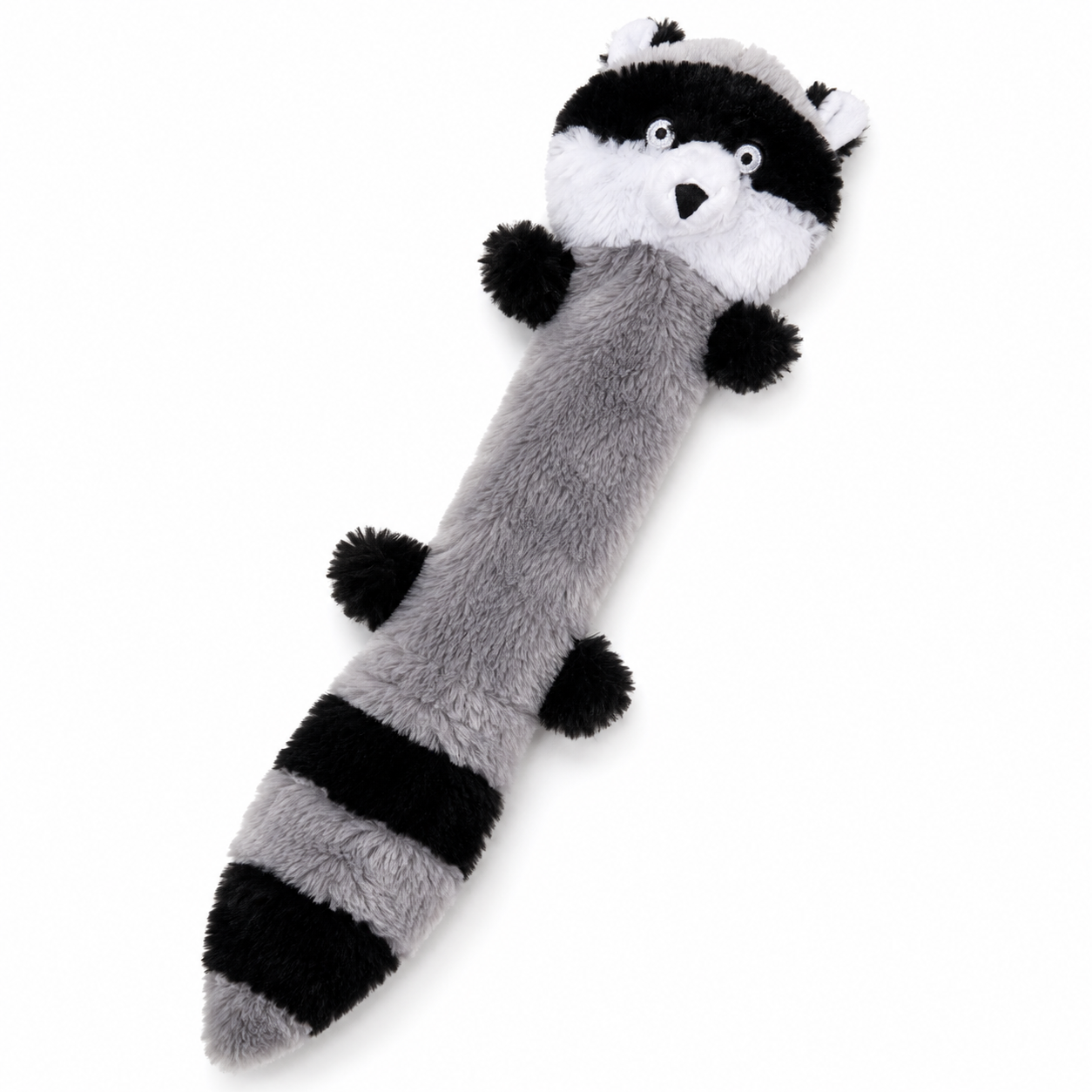 Gray plush squeaky dog toy by Pawnesta, interactive chew toy for pets, soft fabric with a playful design for dogs to enjoy.