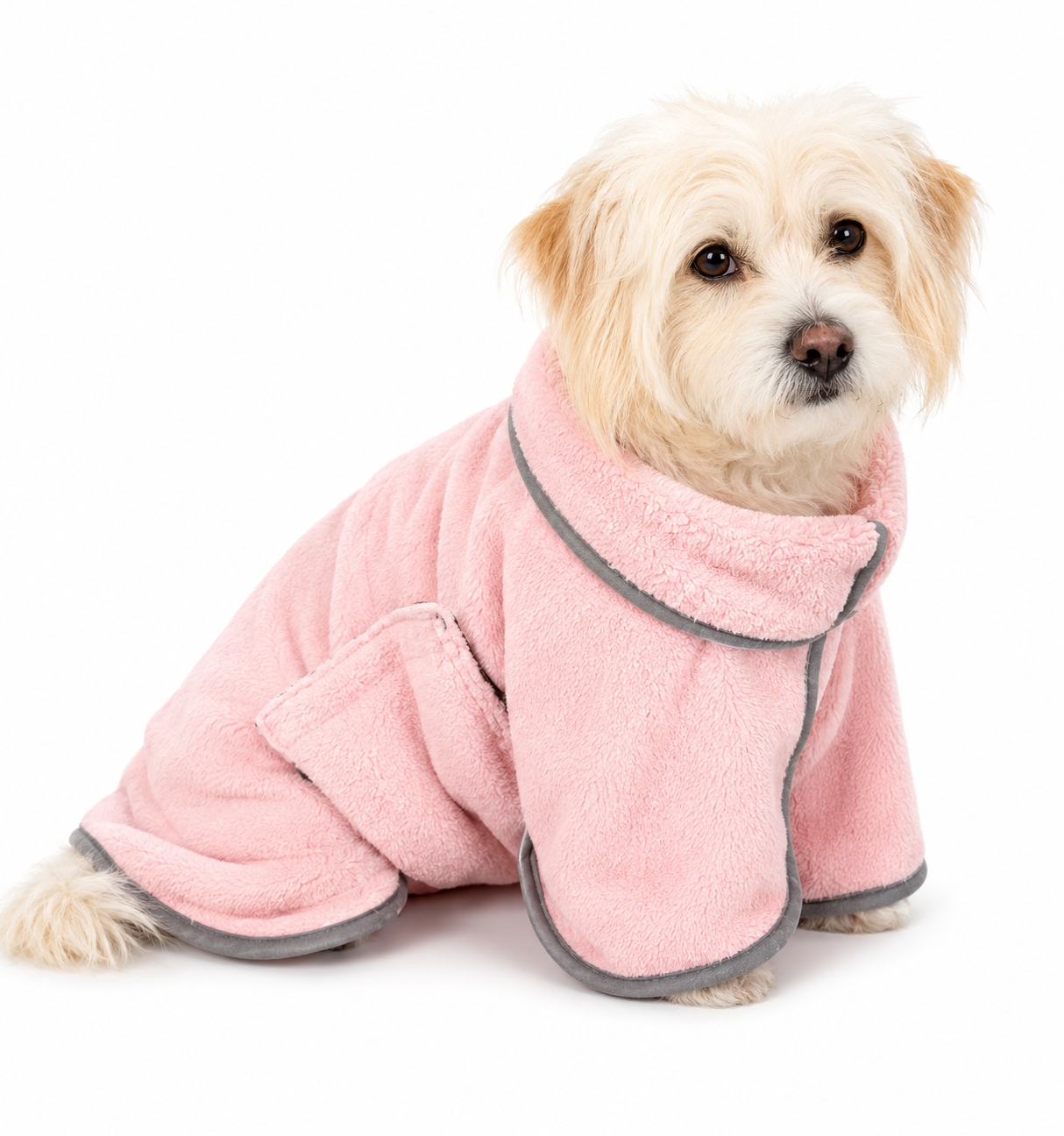 Pink microfiber dog bathrobe towel by Pawnesta, quick-drying and absorbent pet drying towel for pets after baths.