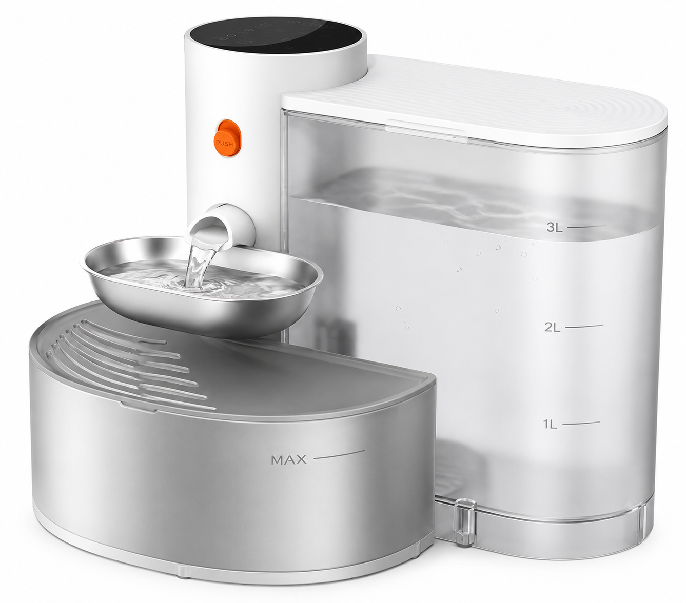 Smart Stainless Steel Cat Water Fountain 3.5L Rechargeable Bowl