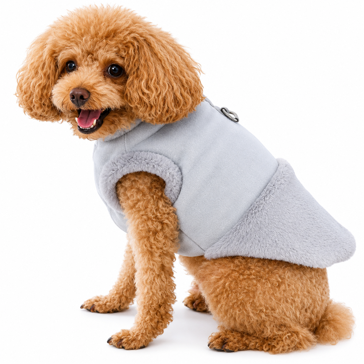 Warm Plush Dog Vest with Fur Collar – Winter Pet Jacket Coat
